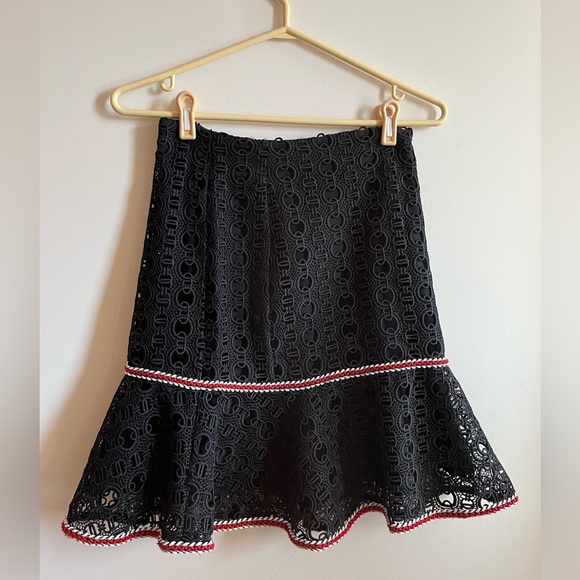SANDRO Richard Chain-link Lace Skirt In Black - Picture 3 of 11